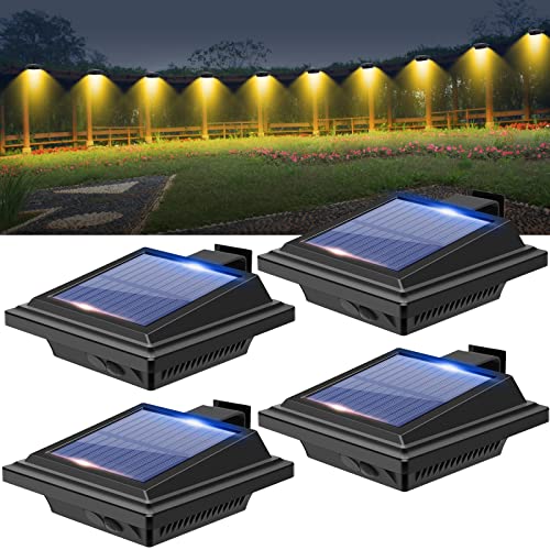 BILLION DUO Solar Dachrinnenlampe für den Außenbereich 4STK Solarlampen für Außen Garten Wasserdichte 40 LEDs Zaunbeleuchtung Schwarz Solar Wandlampe Warmweißes Solarlicht für Garage Terrase