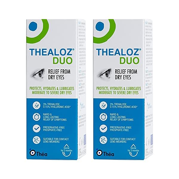 Thealoz® Duo Augentropfen 2 x 10ml - bei Trockenen Augen zum Schutz, zur Befeuchtung und zur Benetzung des Auges bei…