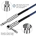 JOLGOO 1/4 Inch Cable Guitar Cable 10 Ft Straight to Right Angle 1/4 Inch 6.35mm Plug Bass Keyboard Instrument Cable Blue and Black Tweed Cloth Jacket, Electric Mandolin, pro Audio