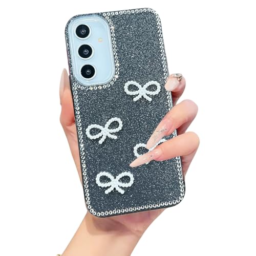 Image of DIZORO for Samsung A35 Case,Cute Bow Tie Aesthetic Phone Case,Trendy Slim Hard IMD Shockproof Protective Bumper Designer Phone Back Cover for Women Girls Black