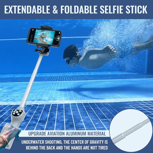 Saupsitnz ZPG-240329-JZJ Selfie Stick, Extendable & Portable Diving Surfing Swimming Waterproof Bluetooth Phone Selfie Stick, Underwater Photo/Video Recording Compatible thumb #3