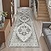Madane Runner Rug 2x8, Washable Hallway Runner Rugs, Non-Slip Low-Pile Soft Kitchen Rug Runner Laundry Room Rug, Vintage Throw Entry Foyer Mat for Entrance Living Room (Black, 2 x 8)