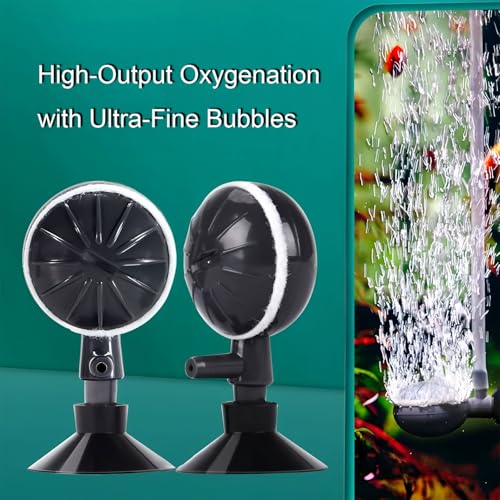 Image of Adjustable Aquarium Nano Bubble Diffuser, Ultra-Fine Air Stone Disc with Suction Cup, High-Output Oxygenation for Fish Tank, 2-Pack, Black