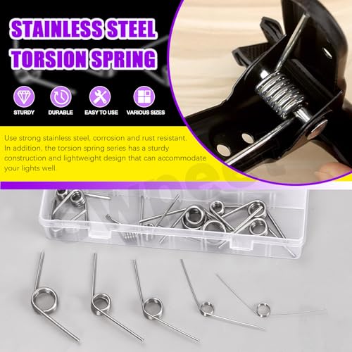 Swpeet S4511 45Pcs 15 Sizes 45/90/120 Degree Stainless Steel Torsional Springs Assortment Kit, Mechanical Small Torsion Spring thumb #2