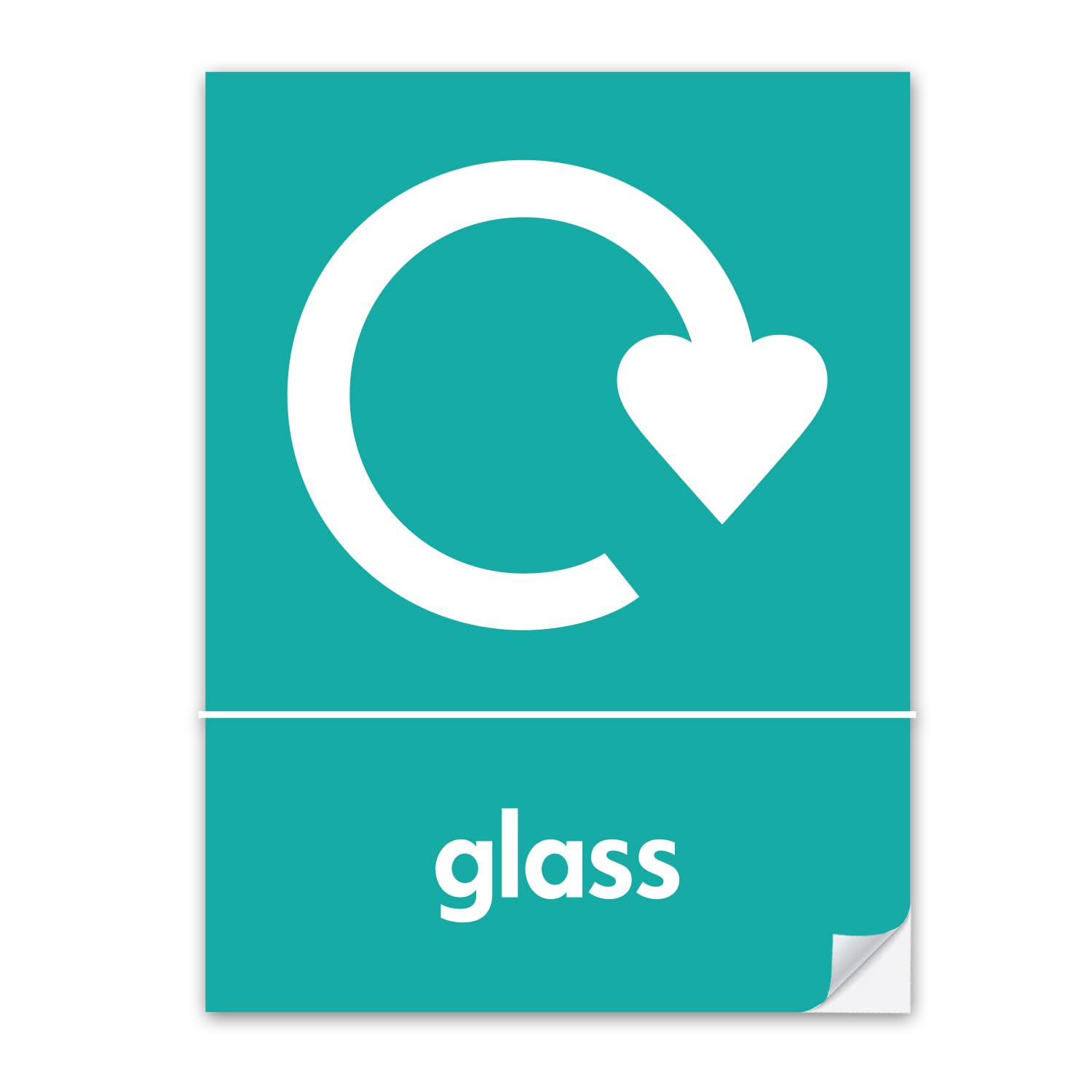 Reactive Brands White Safesign Glass Recycling Sign - Self Adhesive Pvc Stickers - 150Mm X 100Mm - Safety Health Waterproof Vinyl Conforms To En Iso 7010:2012
