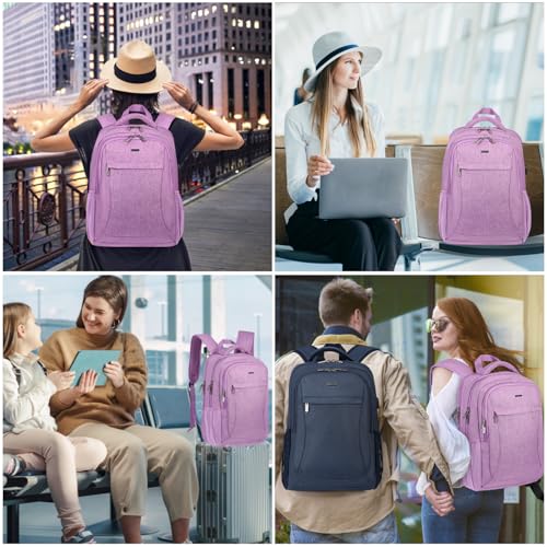 Voova 15.6 Inch Travel Laptop Backpack with USB Port, Purple - image 7