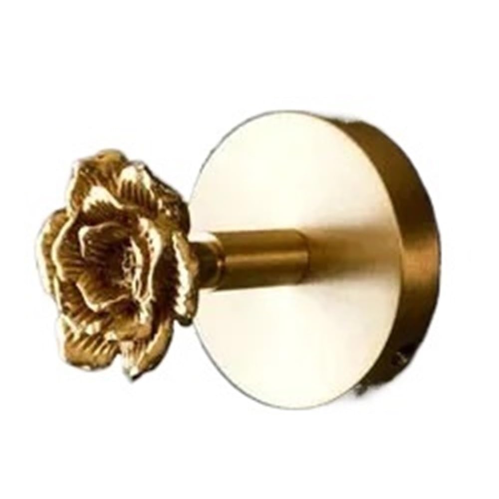 Mohuied One Color Brass Robe Hooks Solid Brass Wall Mounted Hooks For Hanging Coat Bags Keys Racks Leaf Flower Design Clothes Hangers For Hanging Coat Robe Keys Clothes Bags(Rose Flower)