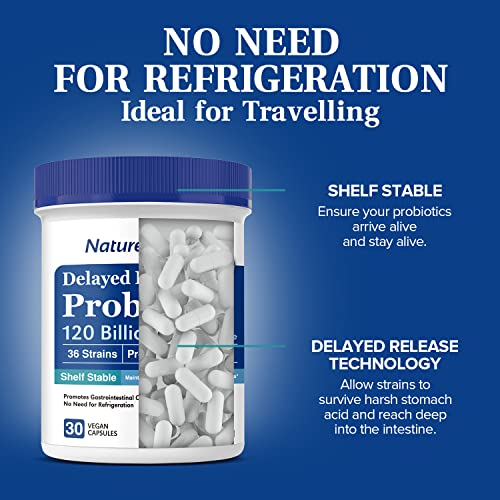Probiotics For Men And Women, 120 Billion Cfus From 36 Probiotics, 150 Mg Of Prebiotics, 13 Digestive Enzymes, Digestive Health, Immune Support, Shelf Stable, Plant-Based, 30 Vegan Caps, Non-Gmo #TOP4