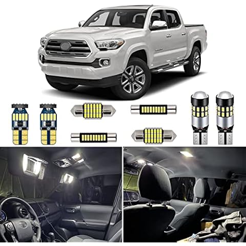 AUTOGINE Super Bright 6000K White LED Interior Light Kit Package for 2016 2017 2018 2019 2020 2021 2022 Toyota Tacoma + Install Tool Cover