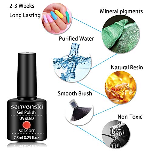 Senvenski Diamantes Esmaltes Semipermanentes Para uñas, Brillante Flash Reflexivo Esmaltes de gel de uñas Set Manicura UV LED (CS1-004)