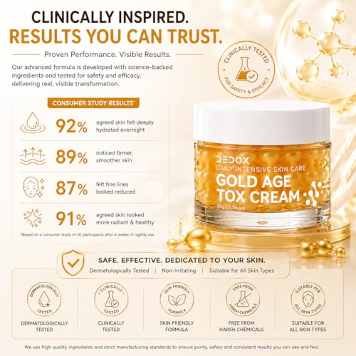 Image of Gold Age Tox Anti Aging Face Cream with Retinol, Collagen, Hyaluronic Acid 50g