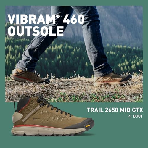 Danner Trail 2650 Gore-Tex Mid 4" Waterproof Hiking Shoes for Men - Suede and Textile Upper with Comfort Footbed, EXO Heel System & Traction Outsole2