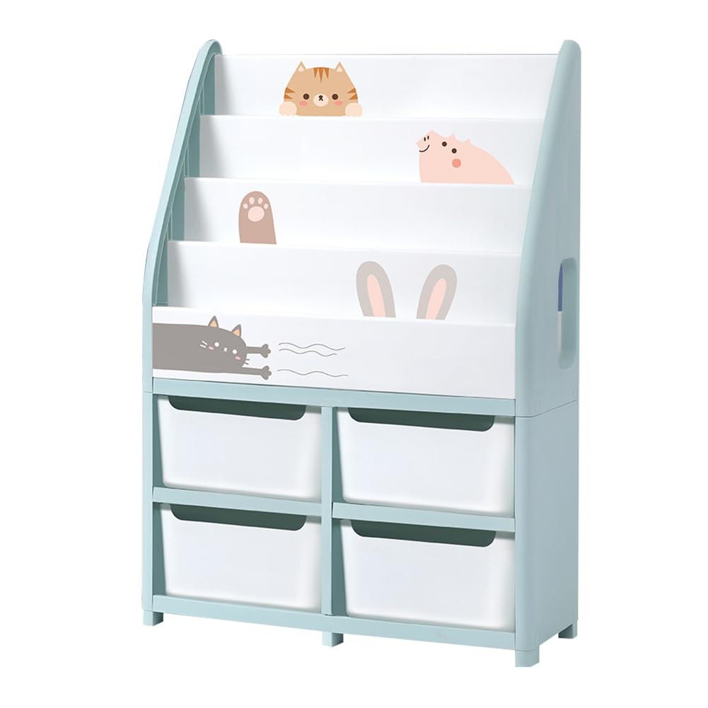 Amazon.co.jp: PonyLes 絵本棚 絵本ラック 椅子付き 倒れ防止設置追加