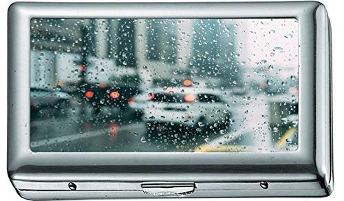 Preisvergleich Produktbild Unschärfe Autos Tautropfen 125510 Zigarettenetui / -schachtel Visitenkartenetui Edelstahletui Silber Metall Brieftasche Schutz