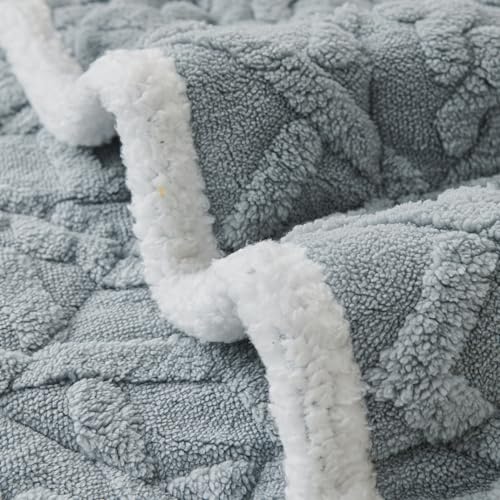 Image of HOKIPO 'Italian Caelora' Luxury Jacquard Plush Sofa Cover Mat | Make Your Own Sofa Cover Set, Mat Length 70(D) x 150(L) cm, Powder Blue (AR-5957-BL)