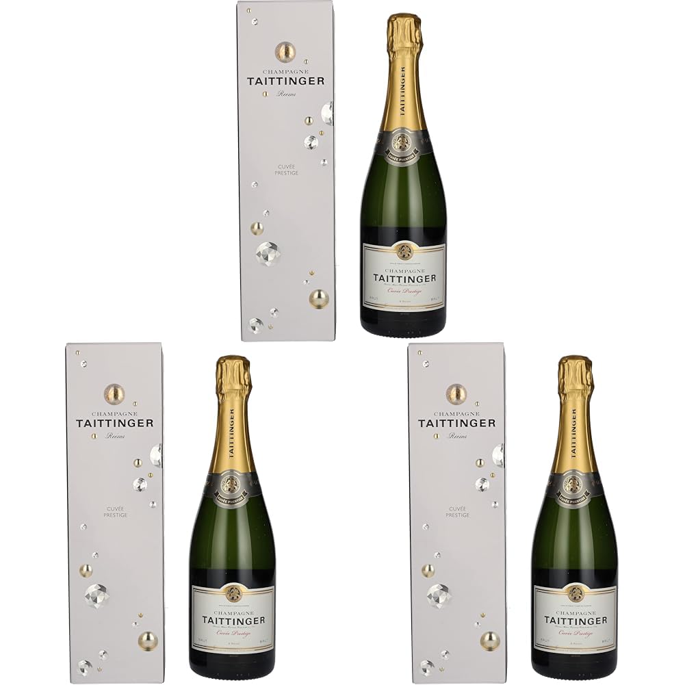 Taittinger Champagne Cuvée Prestige Brut 12,5% Vol. 0,75l in Giftbox (Confezione da 3)