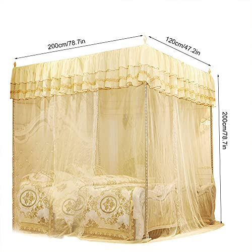 Kuikui 4 Corner Post Canopy Bed Curtain, Luxury Elegant Princess Mosquito Net Tent For Single Full Queen King Size Bed, 120 X 200 X 200 Cm #TOP4