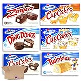 Snack Cake and Cupcake Lovers Variety Pack | 6 Different Flavors | 54 Cakes Total (Chocolate Cupcakes & Zingers, Ding Dongs, Orange & Birthday Cupcakes and Vanilla Twinkies)