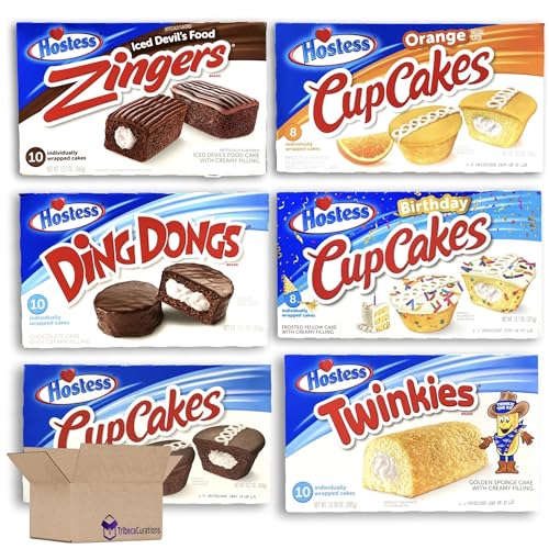 Snack Cake and Cupcake Lovers Variety Pack | 6 Different Flavors | 54 Cakes Total (Chocolate Cupcakes & Zingers, Ding Dongs, Orange & Birthday Cupcakes and Vanilla Twinkies)
