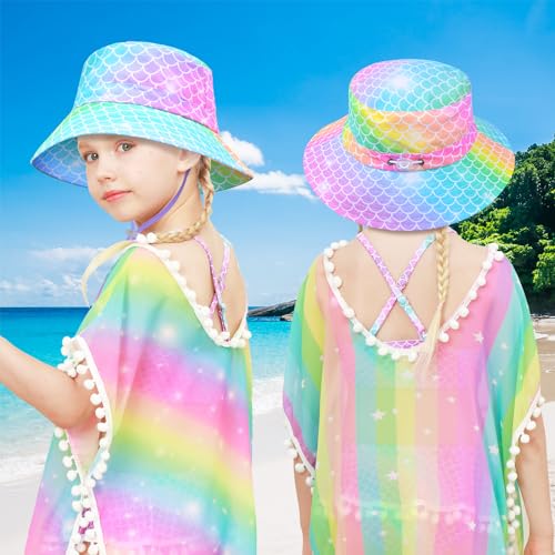 Bucket Hat for Kids Anti-UV Toddler Girls Sun Hats Wide Brim UPF 50+ Sun Protection Beach Hat for 2-9 Years2