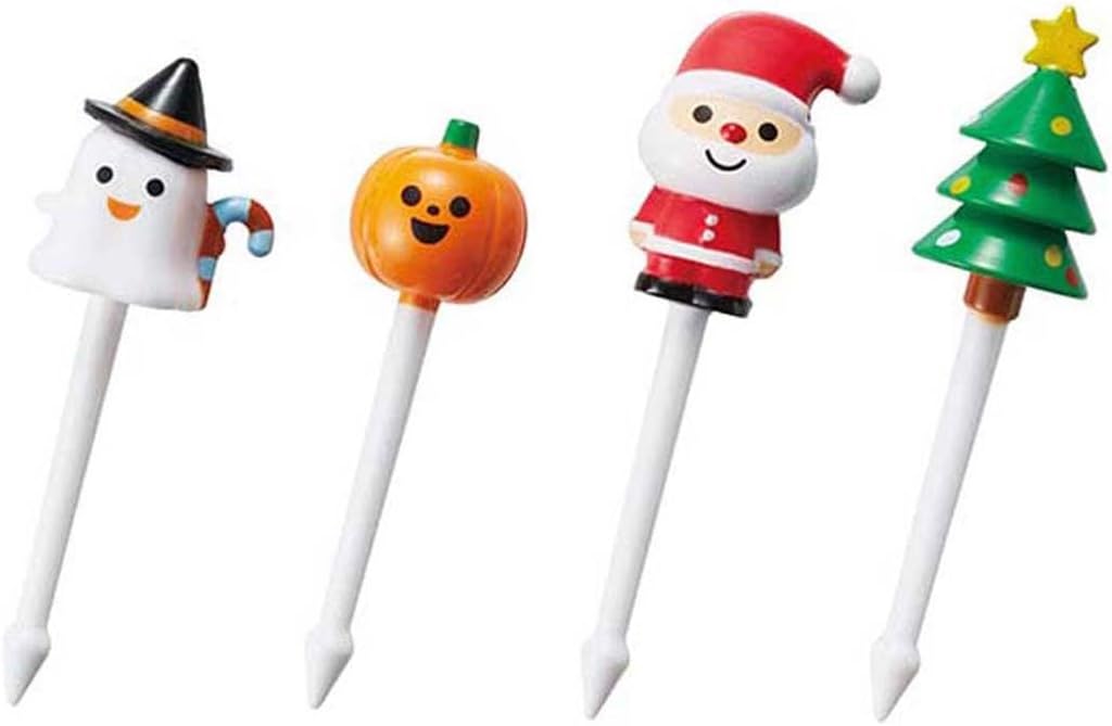トルネ Torne P-3604 Halloween Christmas Picks, Pack of 8 (4 Types x 2 Pieces), Enjoy Autumn and Winter Events Simultaneously, Bento and Party Decorations