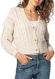 PASSFORM: Kurzer und klassischer Cardigan-Fit. Die Jacke sitzt locker, hat einen tiefen V-Ausschnitt und einen Knopfverschluss in Hornoptik.