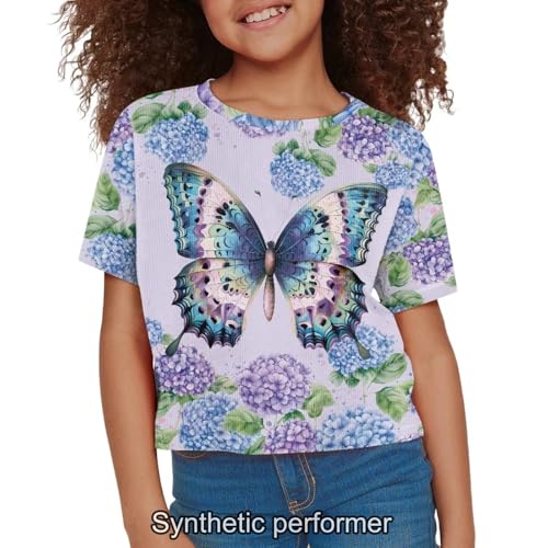 Image of 4th of July Shirt for Girls 7-8 Years US Flag Crop Tops Kids Outfit Independent Day Graphic Tee-