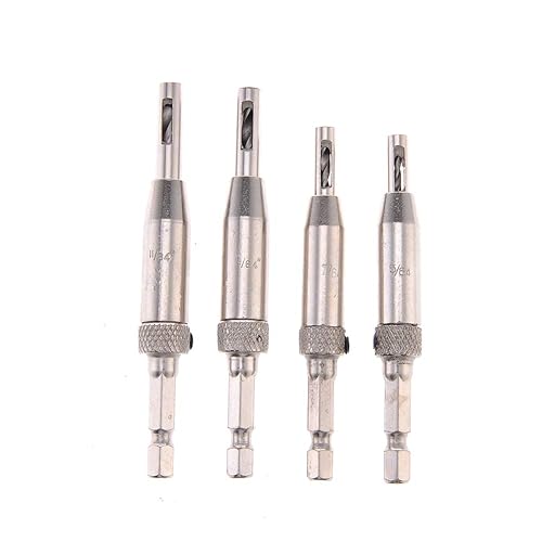 Miniatura 7 de HSS - Juego de 4 brocas para bisagra autocentradora, 14 pulgadas, cambio rápido, vástago hexagonal para carpintería, carpintería de armario, ventana