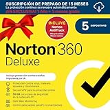 Norton 360 Deluxe+Norton AntiTrack 2025|Antivírus 5 Dispositivos| 15 meses com renovação automática| Descarga digital Norton 360 Deluxe+Norton AntiTrack 2025|Antivírus 5 Dispositivos| 15 meses com renovação automática| Descarga digital