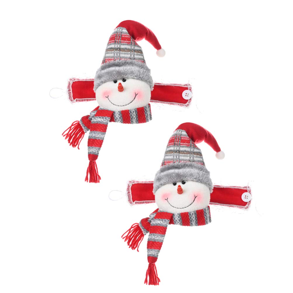 Amosfun 2pcs Christmas Curtain Buckle Tieback Curtain Holdback Fastener Buckle Clamp Window Decorations Wine Bottle Topper for Party Decor (Snowman)