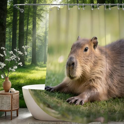 Rideau de douche capybara prairie imperméable en polyester anti moisissure - 3