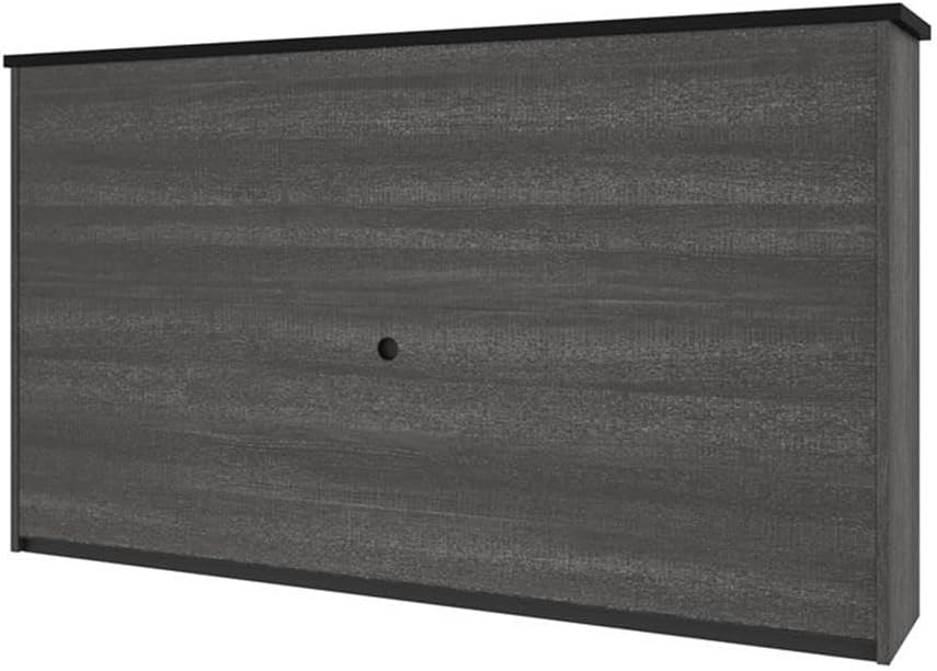 Scranton & Co Contemporary Desk Hutch, 2-Door, 71" W x 40.4" H x 12.5" D, Laminated Particle Board, Black and Bark Gray Finish, Adjustable Shelves, Wire Management, Modern Office Storage