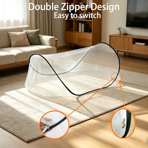 Image of CMINGJ Pop Up Mosquito Tent,Portable Foldable Mosquito Net 78 * 31 * 22in | suitable for Bed Camping Travel Patio,Mosquito Net for Adults Baby,Lightweight, Breathable, Durable (Black Fixed Size)