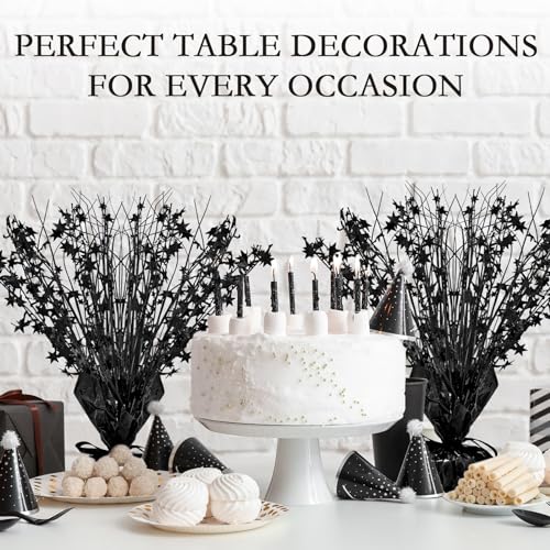 Image of Crowye 3 Pieces Metallic Foil Spray Centerpiece Birthday Table Decoration Star Burst Centerpieces Graduation Table Decor for Birthday 2026 Party Holiday(Black)