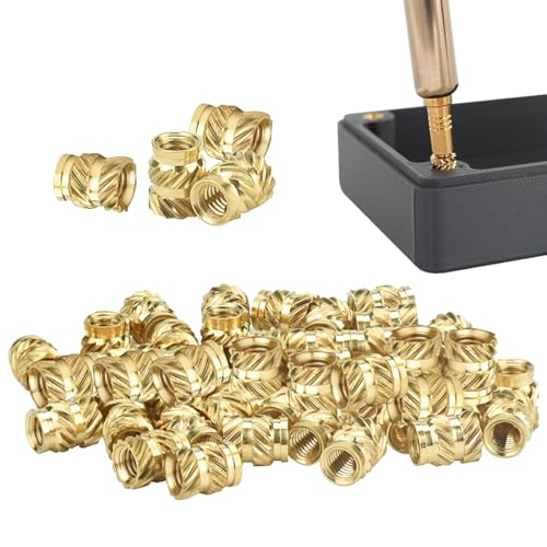 Insertos Roscados, 50 Piezas M3 Tuercas de Insertos Roscados de Latón, Tuerca Moleteada, Inserto Roscado de Latón para Impresora 3D