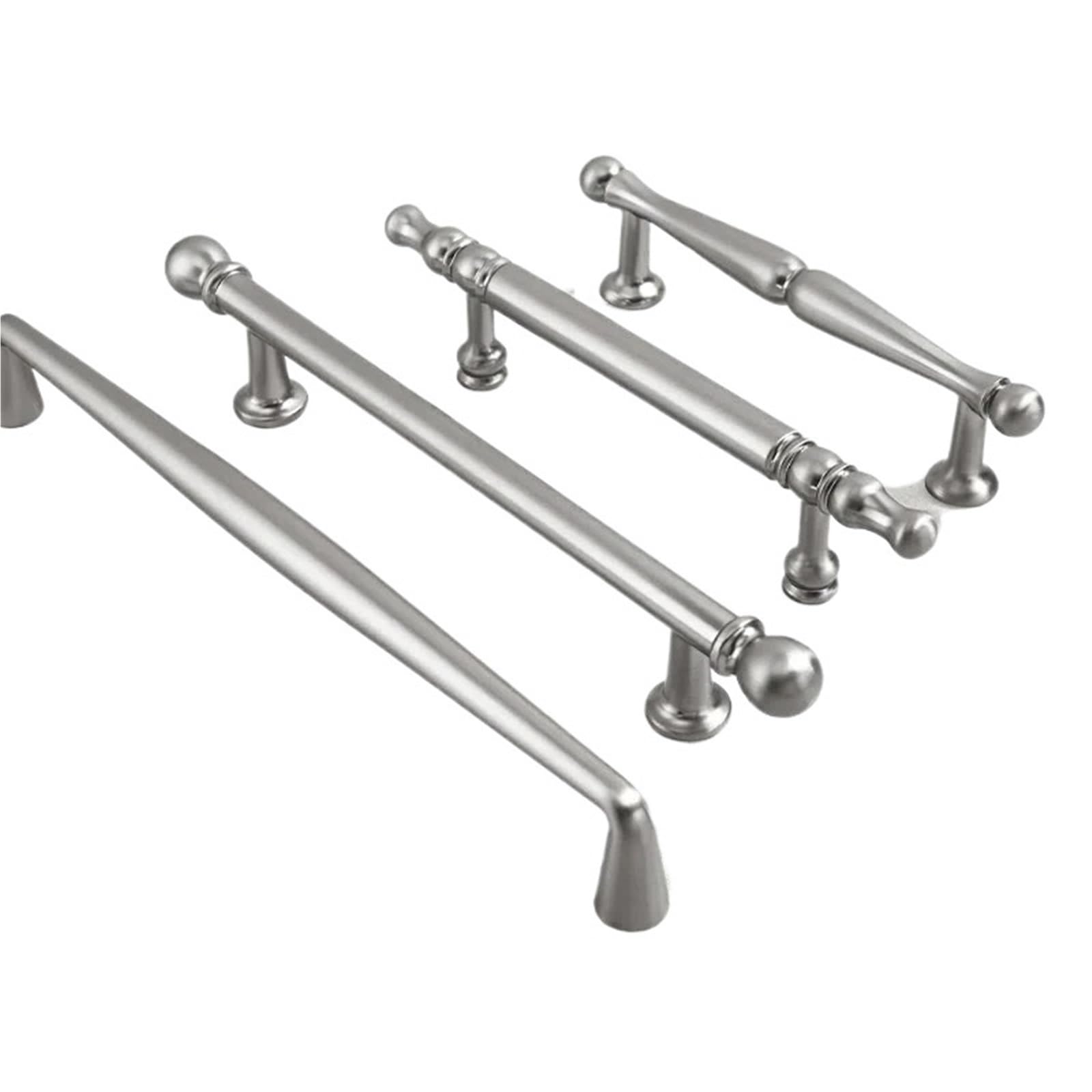 ZRHWSPD Brushed Nickel Cabinet Pulls Wardrobe Door Handle Brushed Silver Drawer Shoe Rack Single-Hole Knobs Solid Kitchen Cabinet Furniture Handles(7017-128mm)