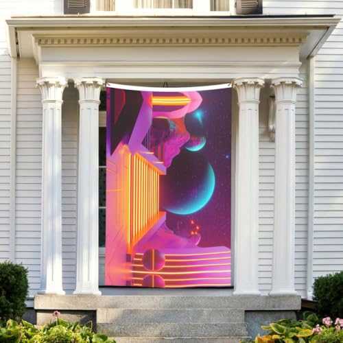 Drapeau extérieur recto-verso en polyester résistant avec œillets - 8