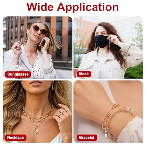 uxcell Beaded Glasses Chain, Star Eyeglass Chain Eyewear Retainer Eyeglasses Strap Holder Around Neck Sunglasses Chains for Women Girls, Gold - Thumbnail 6