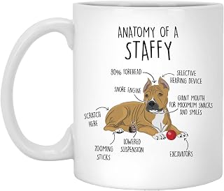 Staffy Coffee Mug 11oz, Cute Staffy Gift, Dog Lover, Gift for Her, Him, Staffy Mom, Dad, Anatomy, Birthday, Anatomy of A Staffy Mug 11oz