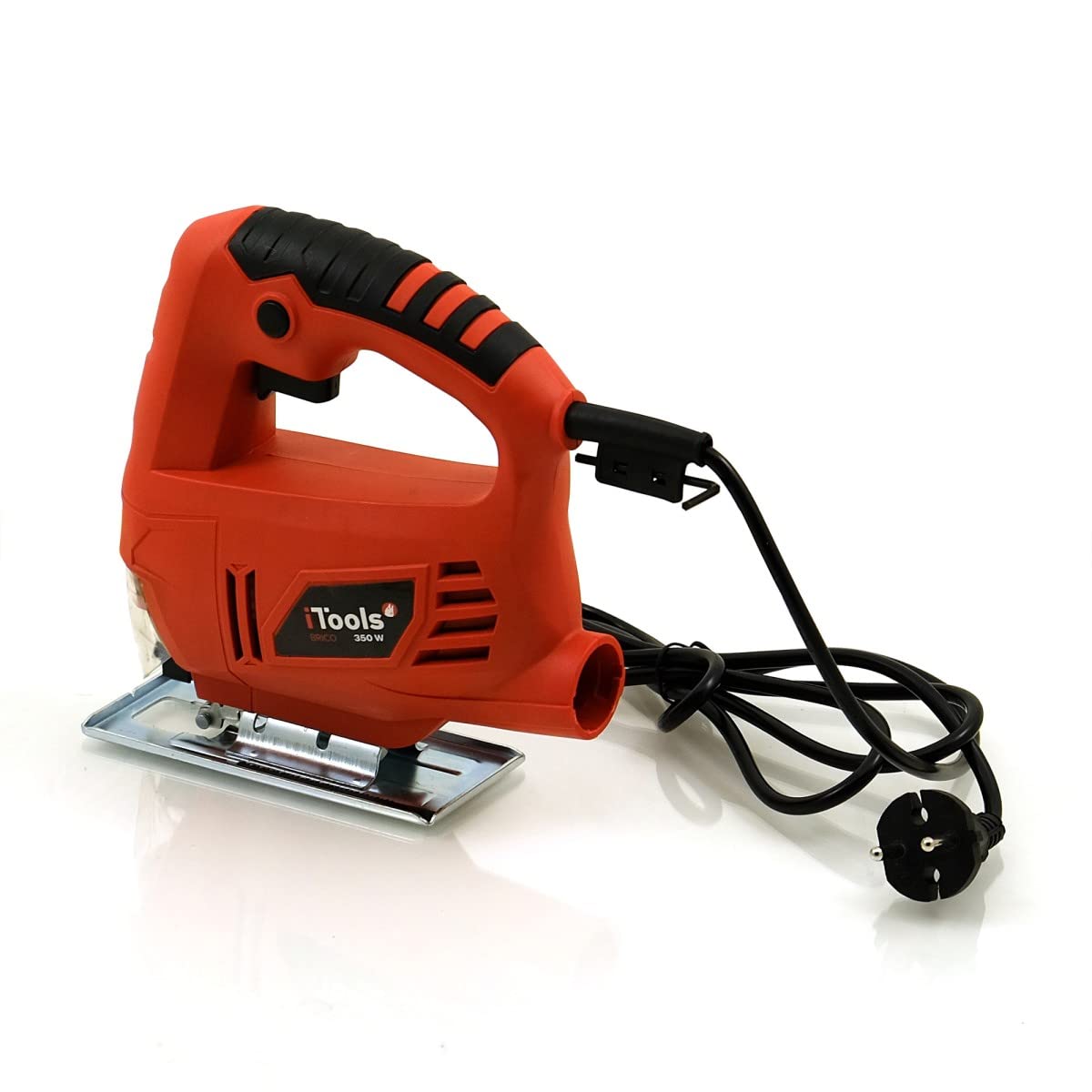 Scie Sauteuse Électrique 350W, Vitesse 3000 tr/min, Coupe Bois 55mm & Métal 6mm, Angle 45°, ITTIC350A pour Découpe Précise Bricolage & Atelier.