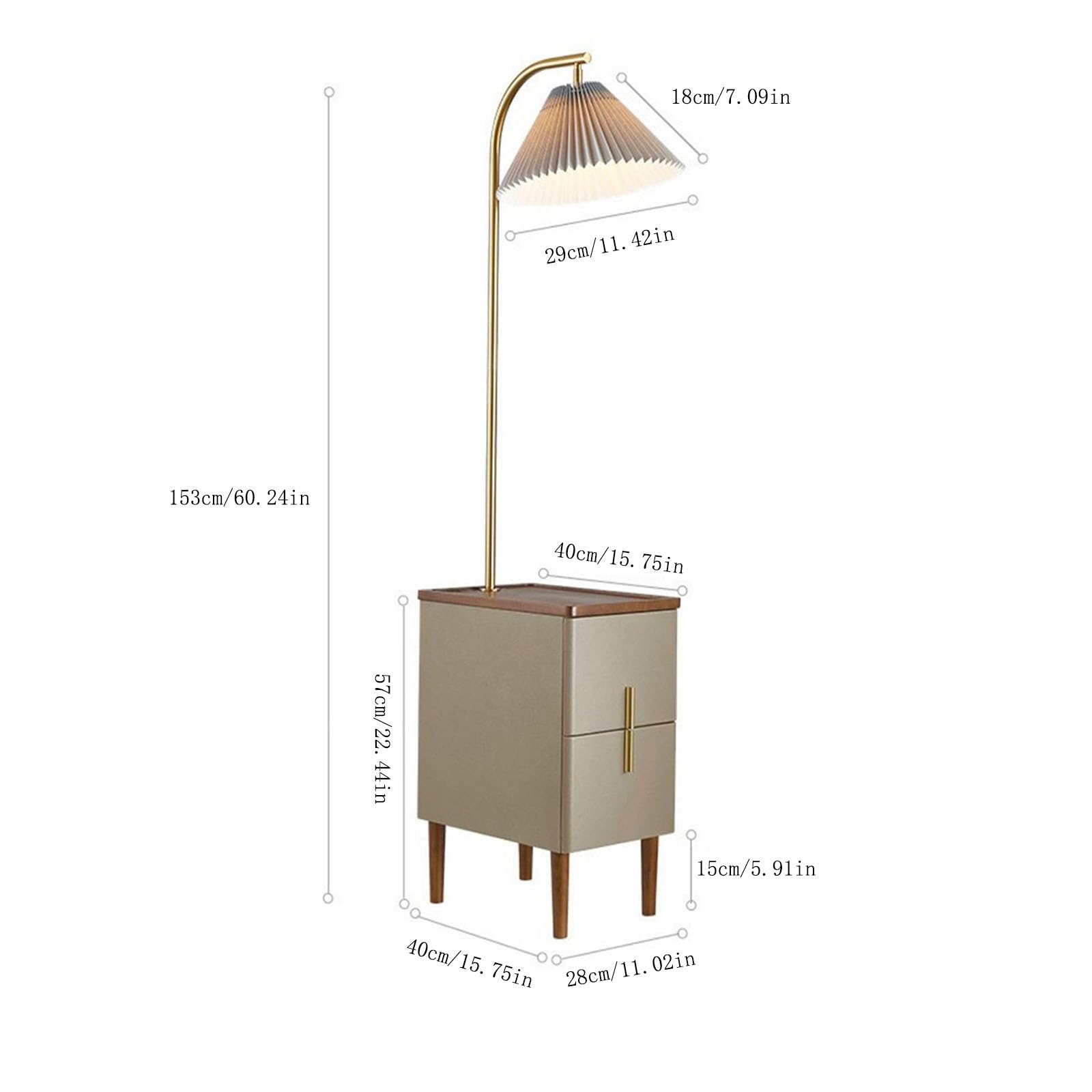 Lámparas Mesa auxiliar con lámpara combinada bombilla LED, de lectura junto a la cama