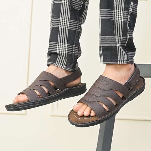Image of Centrino Sandal for Men | Grip Insole for Stability | slippers /sliders for men |mens sandals casual | sandals for men|Modern Look with Straps | Comfortable Footwear (9265)