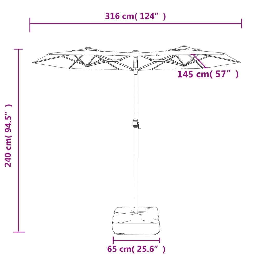 SYDE Zielony podwójny parasol ogrodowy 316x145 cm