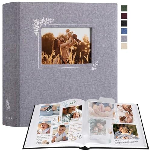 Lanpn Fotoalbum zum Selbstgestalten und Einkleben, Großes Leinen Fotobuch...