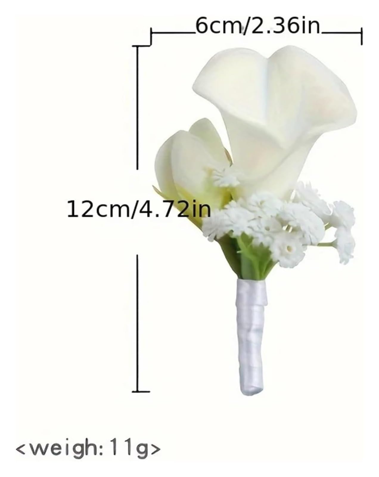 Bransoletka z bukietem róż, Ślubny stanik na nadgarstku sztuczny kwiat kalii z opaską nadgarstek szpilką białą(6 Pcs Wrist Flower)