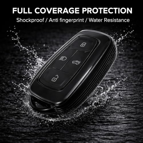 Image of JVCV Soft TPU Transparent Black Key Cover Compatible with Tata Nexon Harrier Safari Altroz Tiago EV Tigor Punch Punch EV Nexon EV 4 Button Smart Key | Shockproof Slim Fit Case (Transparent Black).