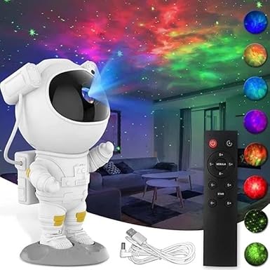 KIDSZILLA Astronaut Galaxy Projector with Remote Control - 360 Adjustable Timer Kids Astronaut Nebula Night Light, for Gifts,Baby Adults Bedroom, Gaming Room, Home and Party (Corded Electric) 3