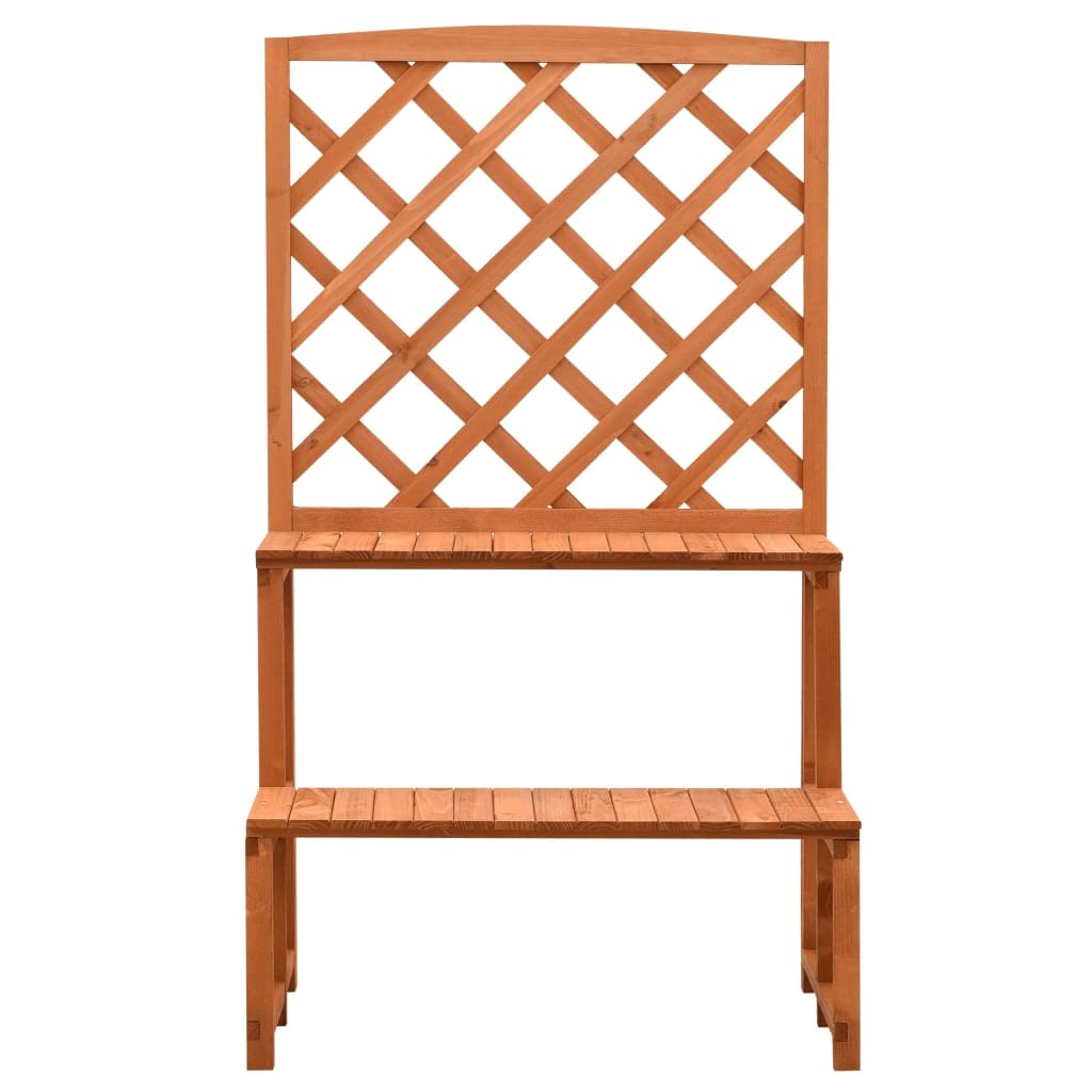 Seeye Enhance Your Garden with a Solid Firwood Plant Stand and Trellis, Functional Design for Plant Display and Growth, Orange Finish