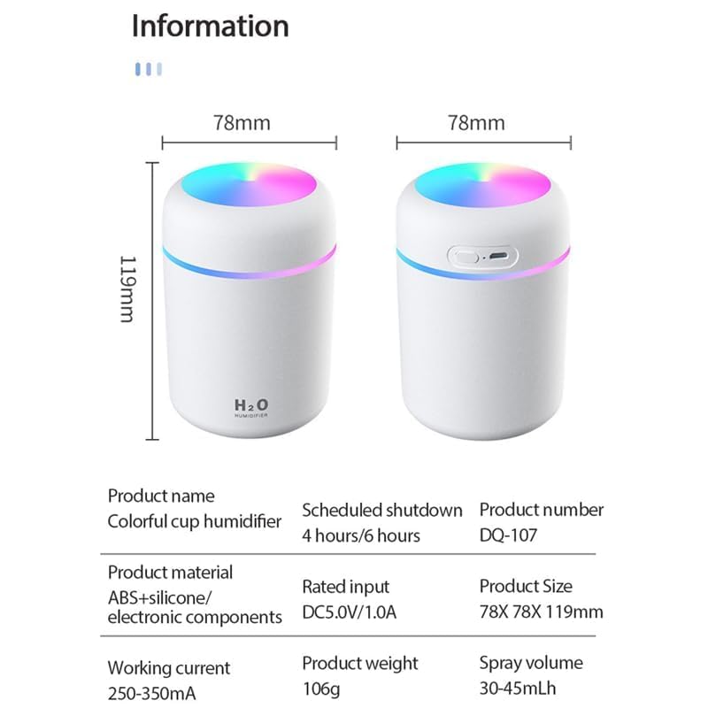 Image of ARJ Humidifier For Room Moisture, Aroma Diffuser For Home, Mist Maker, Cool Mist Humidifier, Small Quiet Air, Ultrasonic Essential Oil Diffuser Electric ,250 Ml