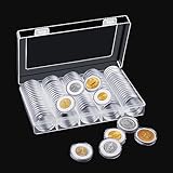 FKSOWBBK 100 Stück Münzkapseln 30mm Durchsichtige Runder Dichtung Aufbewahrungsbox mit...